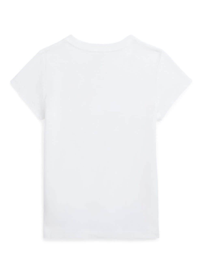 Shop Polo Ralph Lauren White T-shirt With Cane Francese Print In Cotton Girl