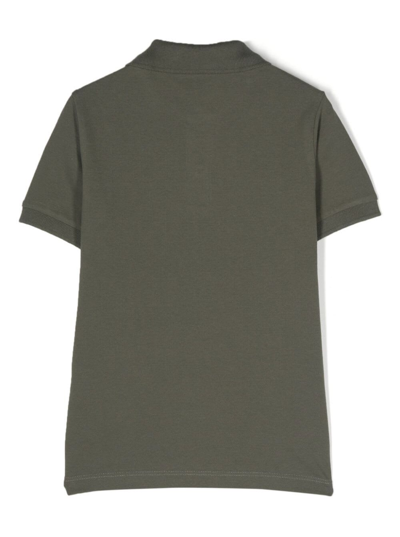 Shop Stone Island Junior Green Polo Shirt With Logo In Stretch Cotton Boy