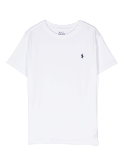 Shop Polo Ralph Lauren White T-shirt With Logo In Cotton Boy