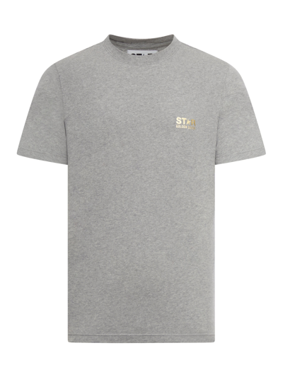 Shop Golden Goose Star M`s Regular T-shirt / Logo/ Big Star Back/ Mylar In Medium Grey Melange Gold