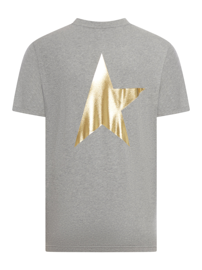 Shop Golden Goose Star M`s Regular T-shirt / Logo/ Big Star Back/ Mylar In Medium Grey Melange Gold