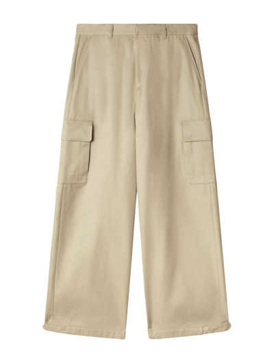 Shop Off-white Ow Emb Cot Cargo Pant Beige
