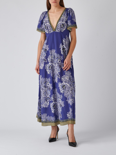 Shop Etro Dress Dress In Stampa Fondo Blu
