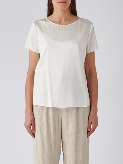 Shop Emporio Armani Silk Top-wear In Bianco