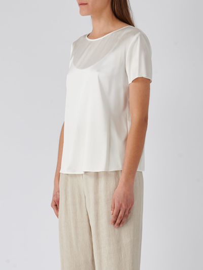 Shop Emporio Armani Silk Top-wear In Bianco