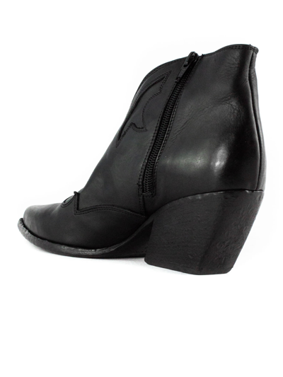 Shop Elena Iachi Black Leather Texan Ankle Boots In Nero