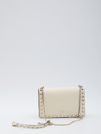 Shop Valentino Rockstud Small Bag In Cream