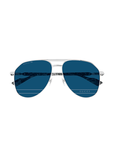 Shop Gucci Gg1220s Sunglasses In Silver Silver Transpa