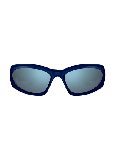 Shop Balenciaga Bb0157s Sunglasses In Blue Blue Blue