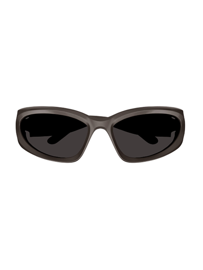 Shop Balenciaga Bb0157s Sunglasses In Grey Grey Grey