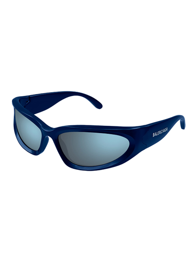 Shop Balenciaga Bb0157s Sunglasses In Blue Blue Blue
