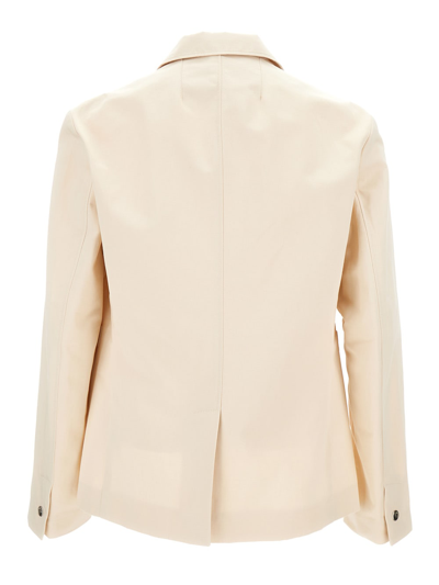 Shop Jacquemus La Veste Jean Beige Single-breasted Jacket With D Ring Detail In Cotton And Linen Man