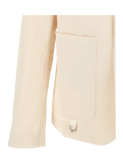 Shop Jacquemus La Veste Jean Beige Single-breasted Jacket With D Ring Detail In Cotton And Linen Man