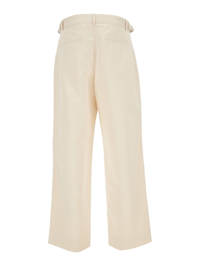 Shop Jacquemus Le Pantalon Jean Beige Loose Pants With A Button In Cotton And Linen Man