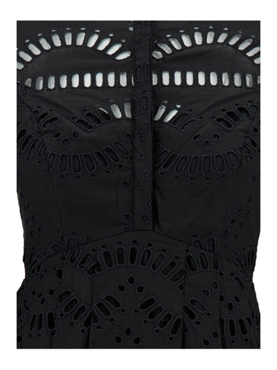 Shop Charo Ruiz Franca Mini Black Dress With Floreal Print In Cotton Blend Woman