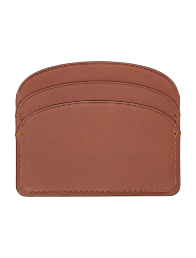 Apc A.p.c. Logo Detail Leather Card Holder In Noisette