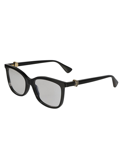 Shop Cartier Classic Logo Sided Glasses In Black/transparent