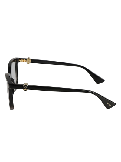 Shop Cartier Classic Logo Sided Glasses In Black/transparent