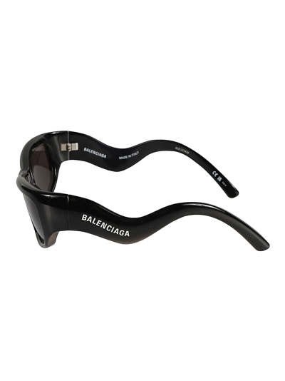 Balenciaga Wavy Temple Logo Sided Sunglasses In Black/grey
