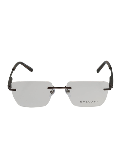 Shop Bulgari Straight Bridge Rimless Glasses In 2073