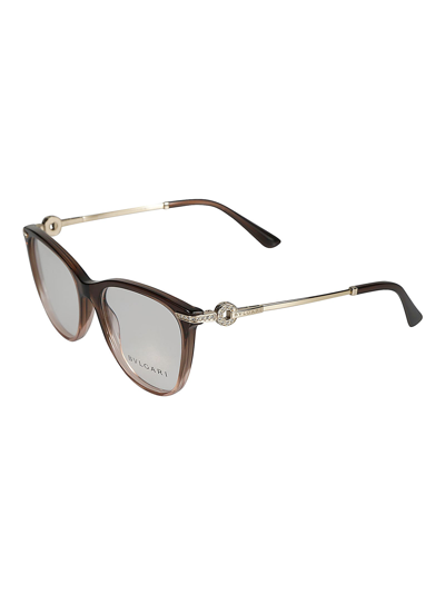 Bulgari Round Rim Logo Hinge Glasses In 5476
