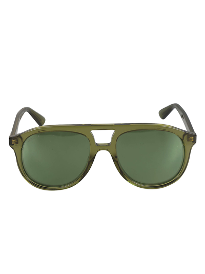 Shop Gucci Aviator Thick Sunglasses In Green