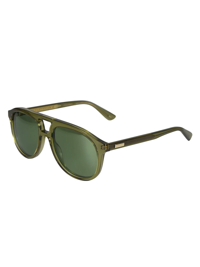 Shop Gucci Aviator Thick Sunglasses In Green