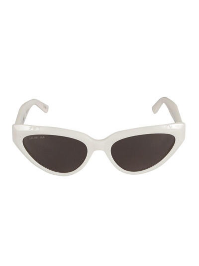 Shop Balenciaga Bb Embossed Cat-eye Sunglasses In White/grey