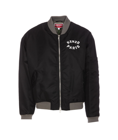 Shop Kenzo Lucky Tiger Embroidered Bomber Jacket In Black