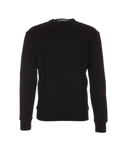Shop C.p. Company Diagonal Raised Fleece Logo Sweatshirt In Black