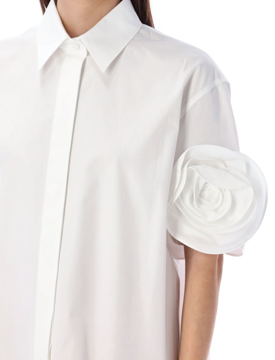 Shop Valentino Cotton Popeline Shirt In White