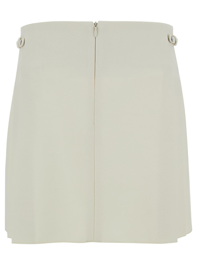 Shop Low Classic White Pleated Mini-skirt In Tech Fabric Woman