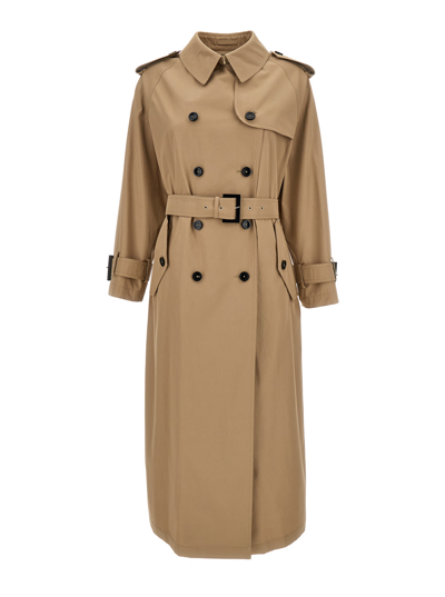 Shop Herno Beige Belted Trench Coat In Cotton Woman