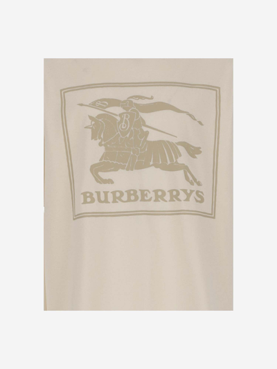 Shop Burberry Cotton T-shirt With Logo In Pale Cream