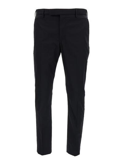 Shop Pt01 Black Slim Cut Tailored Trousers In Cotton Blend Man