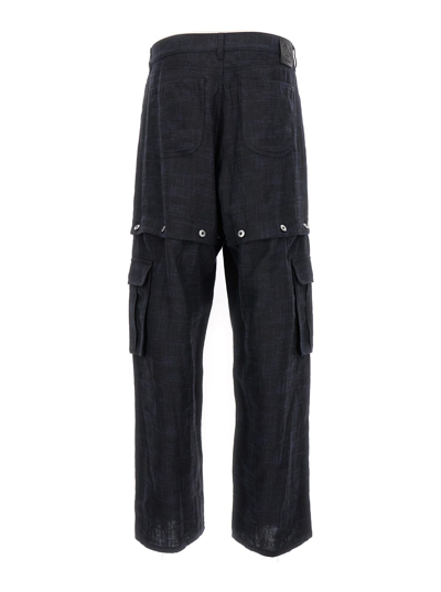 Shop Off-white Black 90s Logo Straight Leg Cargo Pants In Linen Man In Blu