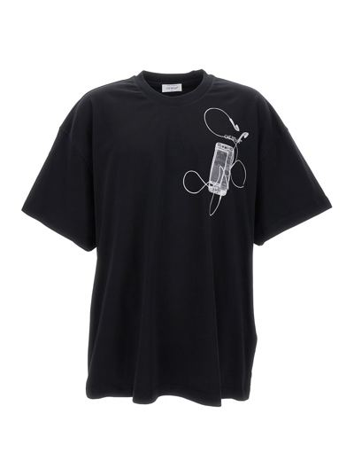 Shop Off-white Black Crewneck Scan Arr T-shirt In Cotton Man