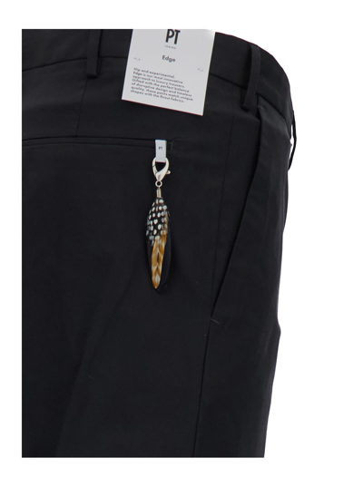 Shop Pt01 Black Slim Cut Tailored Trousers In Cotton Blend Man
