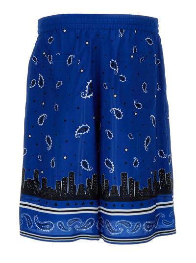 Shop Off-white Bandana Viscose Shorts In Blu