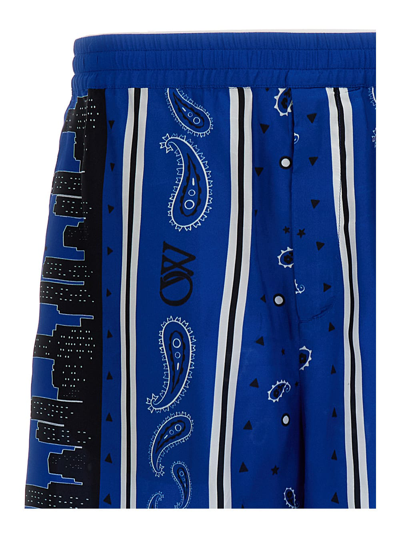 Shop Off-white Blue Bandana Paisley Print Shorts In Viscose Man
