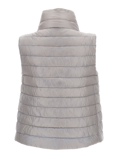Shop Herno Grey Reversible Padded Quilted Gilet In Polyester Woman