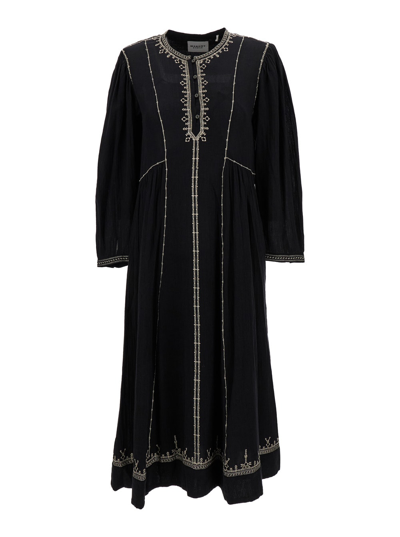 Shop Marant Etoile Black Pippa Midi Dress In Cotton Woman