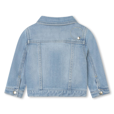 Shop Chloé Denim Jacket With Eyelets In Gray