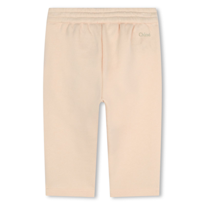 Shop Chloé Leggings With Logo Embroidery In Pink