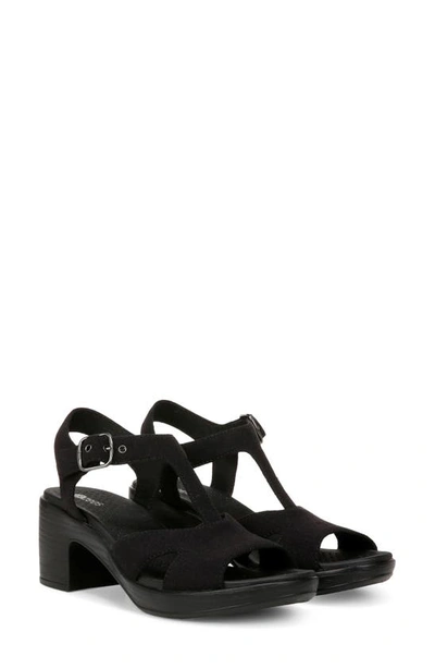 Bzees Everly Machine Washable Block Heel Sandal In Black Denim