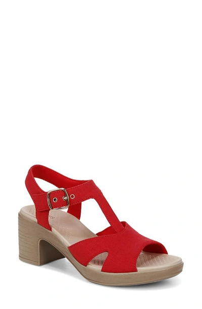 Shop Bzees Everly Machine Washable Block Heel Sandal In Red Denim