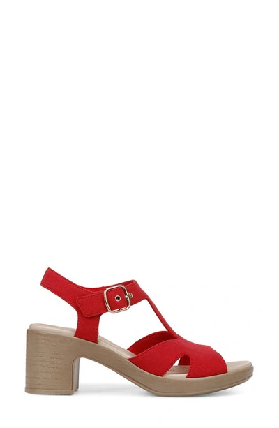 Shop Bzees Everly Machine Washable Block Heel Sandal In Red Denim