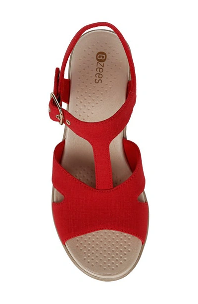 Bzees Everly Machine Washable Block Heel Sandal In Red Denim