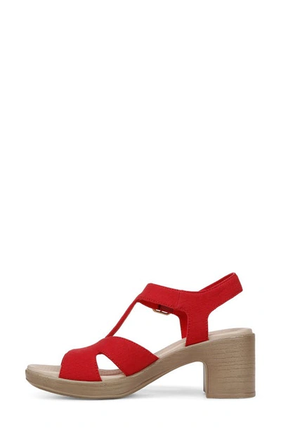Bzees Everly Machine Washable Block Heel Sandal In Red Denim