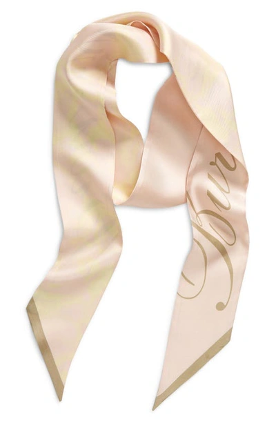 Shop Burberry Rose Print Silk Twilly Scarf In Cameo
